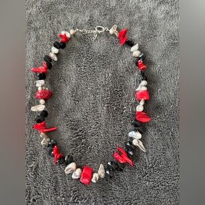 2/$20 Red black and silver/grey necklace.